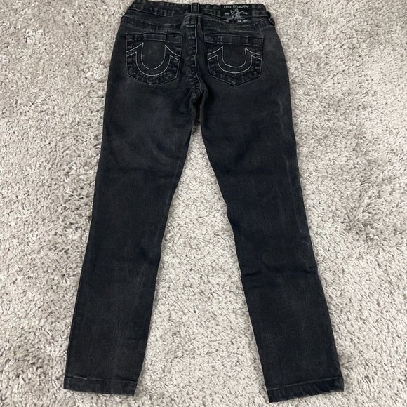 True Religion Halle Jeans Womens Sz 26 (Actual 24x23) Black Skinny Stretch Denim - Picture 5 of 14